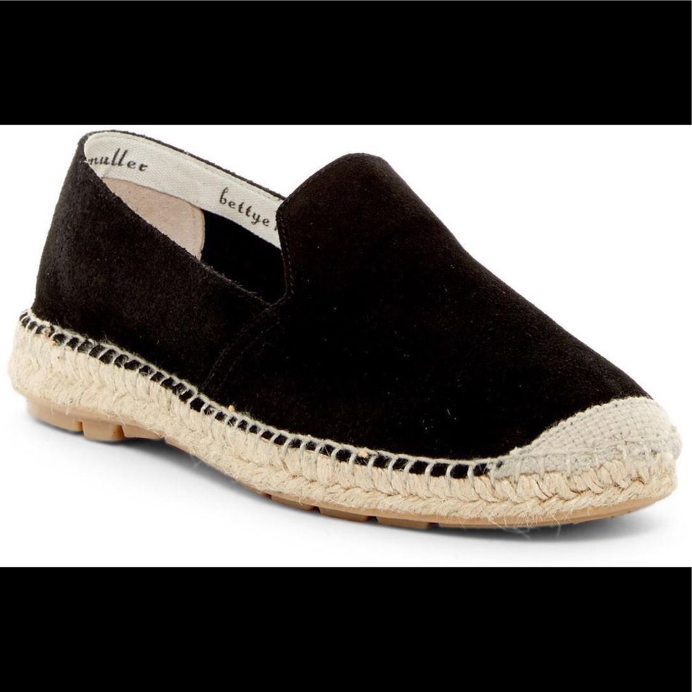 Bettye Muller Black Suede Flat Espadrilles Size 9